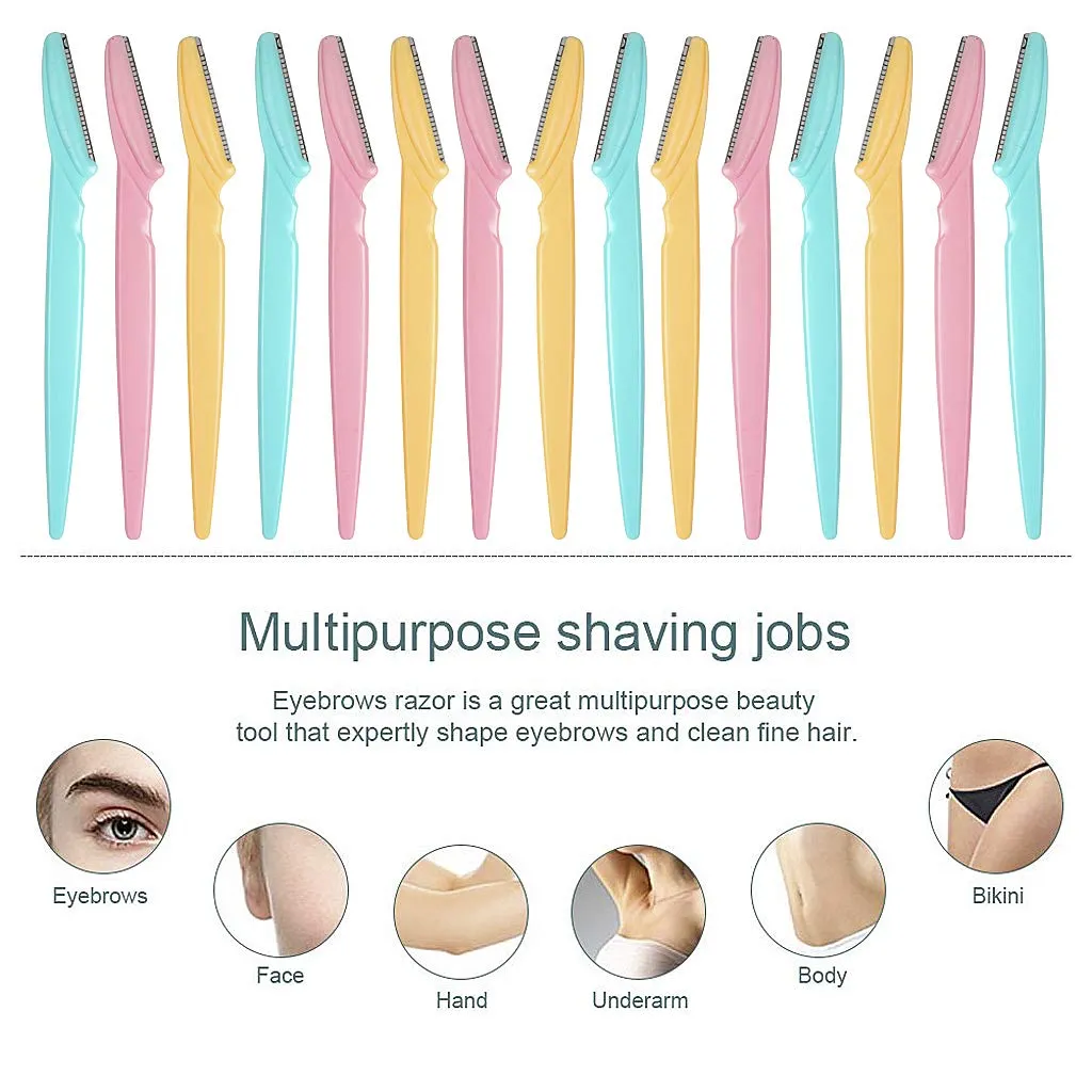 15 Pieces Eyebrow Razors Eyebrow Trimmer Portable Facial Hair Remover with Precision Cover for Women and Men