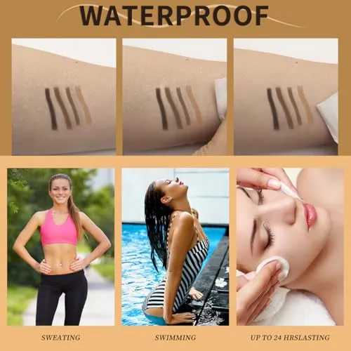 2 in 1 Eyebrow Microblading Pen, 2024 New 3D Microblading Eyebrow Pen Tattoo Pencil 4 Fork Tip, Waterproof Magic Microblading Eyebrow Pencil for Natural Makeup Last All Day - 9703#Black