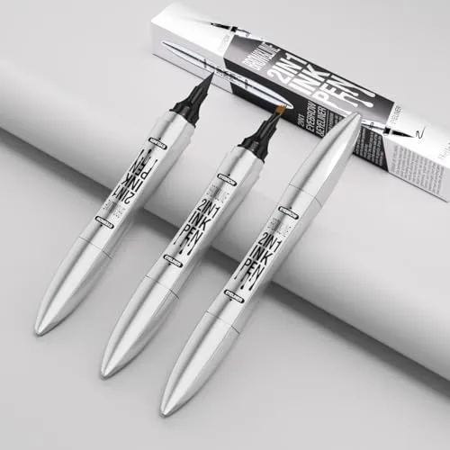 2 in 1 Eyebrow Microblading Pen, 2024 New 3D Microblading Eyebrow Pen Tattoo Pencil 4 Fork Tip, Waterproof Magic Microblading Eyebrow Pencil for Natural Makeup Last All Day - 9704#Grey