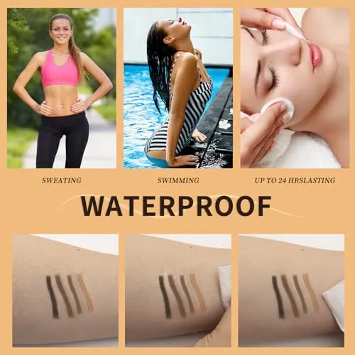 2 in 1 Magic Eyebrow Pencil, 3D Microblading Eyebrow Tattoo Pencil 4 Fork Tip with Eyeliner, Multifunction Double Head Contouring Pen Waterproof Makeup Tools for Natural Eyebrow Makeup (Black)