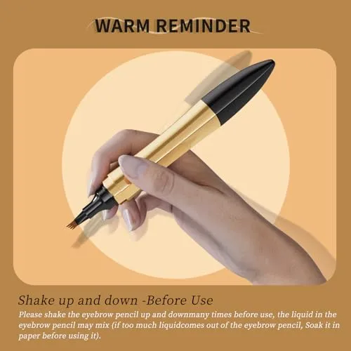 2 in 1 Magic Eyebrow Pencil, 3D Microblading Eyebrow Tattoo Pencil 4 Fork Tip with Eyeliner, Multifunction Double Head Contouring Pen Waterproof Makeup Tools for Natural Eyebrow Makeup (Black)