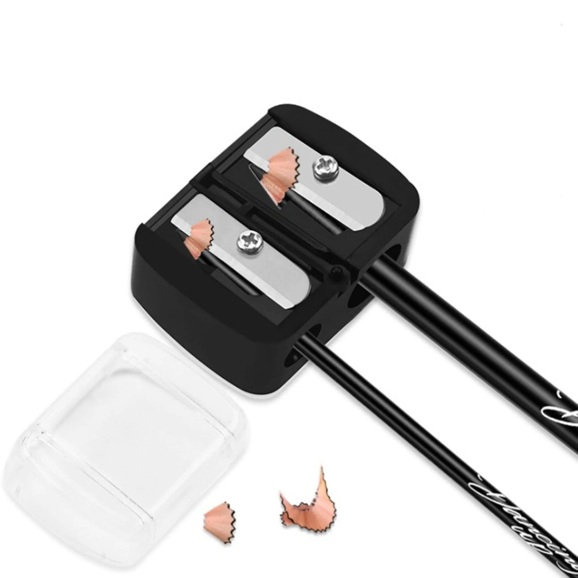 2 Pieces Pencil Sharpener for Eyebrow Eyeliner, Makeup Sharpeners, 2 Holes Dual Sharpener Eye Makeup Pencil Sharpener, for Eyebrow Pencil, Eye Pencil, Eye Liner, Lip Line, Brow Pencil