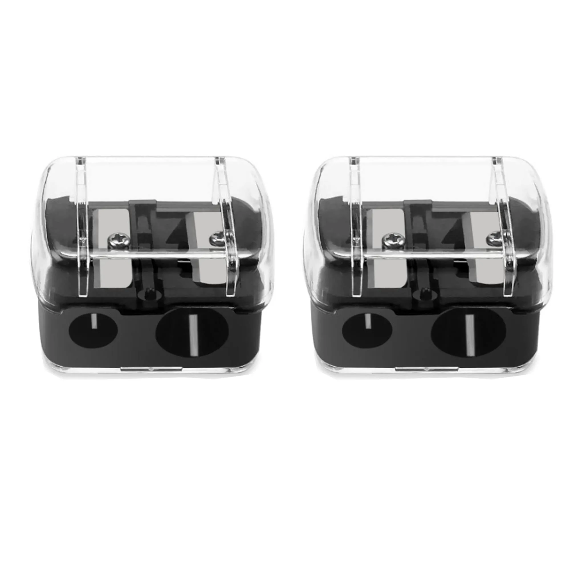 2 Pieces Pencil Sharpener for Eyebrow Eyeliner, Makeup Sharpeners, 2 Holes Dual Sharpener Eye Makeup Pencil Sharpener, for Eyebrow Pencil, Eye Pencil, Eye Liner, Lip Line, Brow Pencil