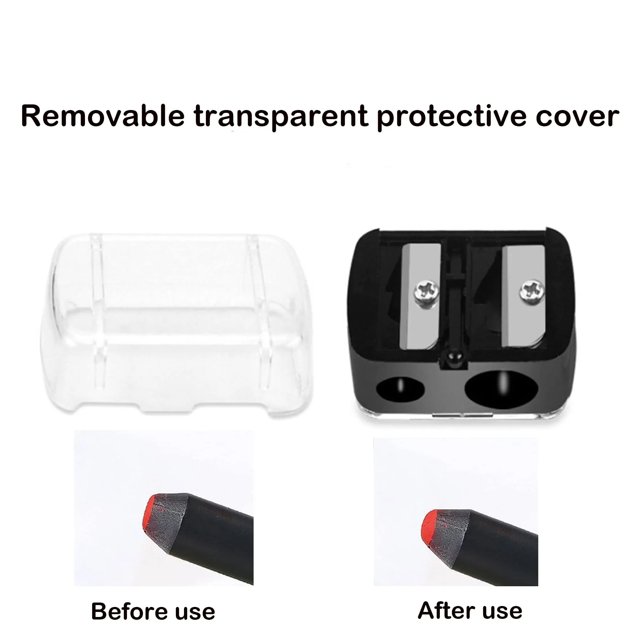 2 Pieces Pencil Sharpener for Eyebrow Eyeliner, Makeup Sharpeners, 2 Holes Dual Sharpener Eye Makeup Pencil Sharpener, for Eyebrow Pencil, Eye Pencil, Eye Liner, Lip Line, Brow Pencil