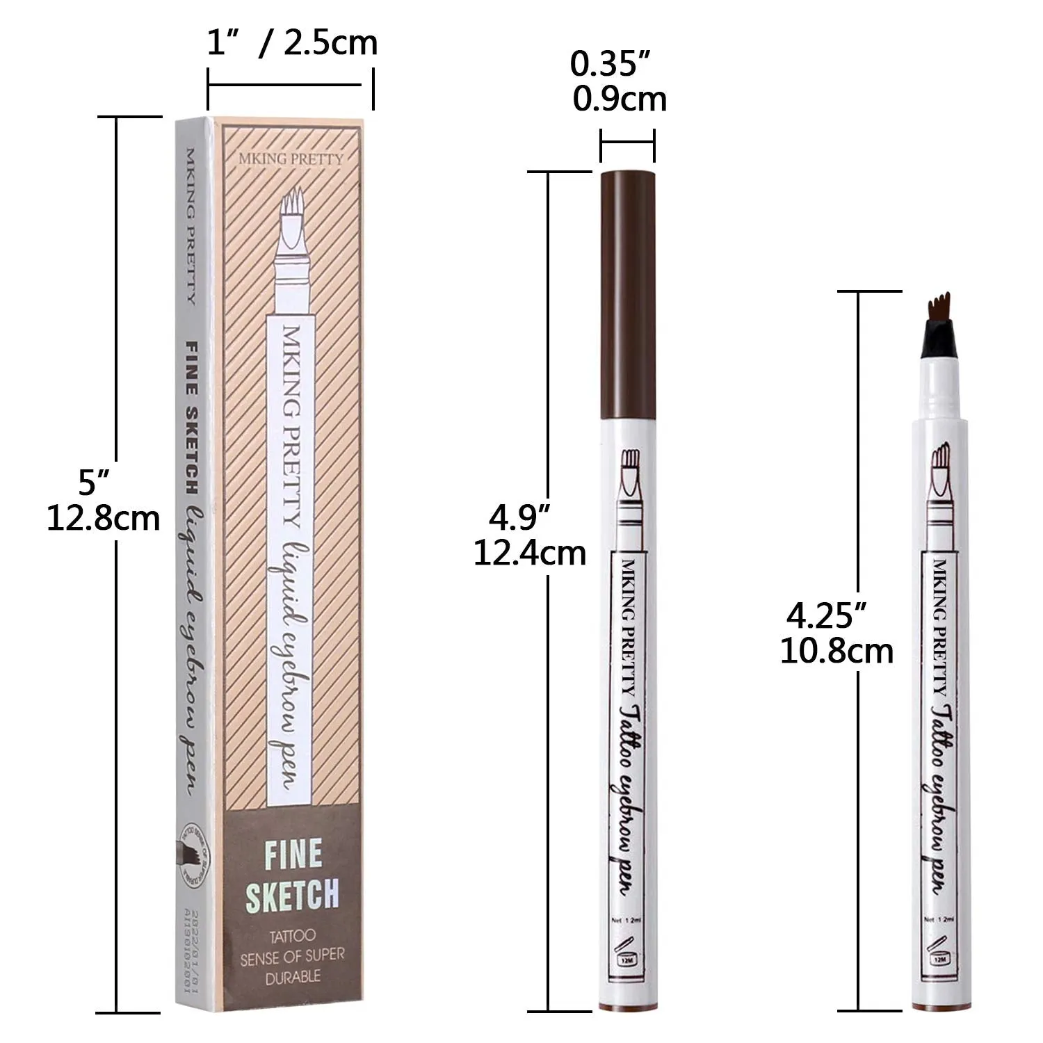2pcs Waterproof Tattoo Eyebrow Ink Pen with 4 Tips Fork