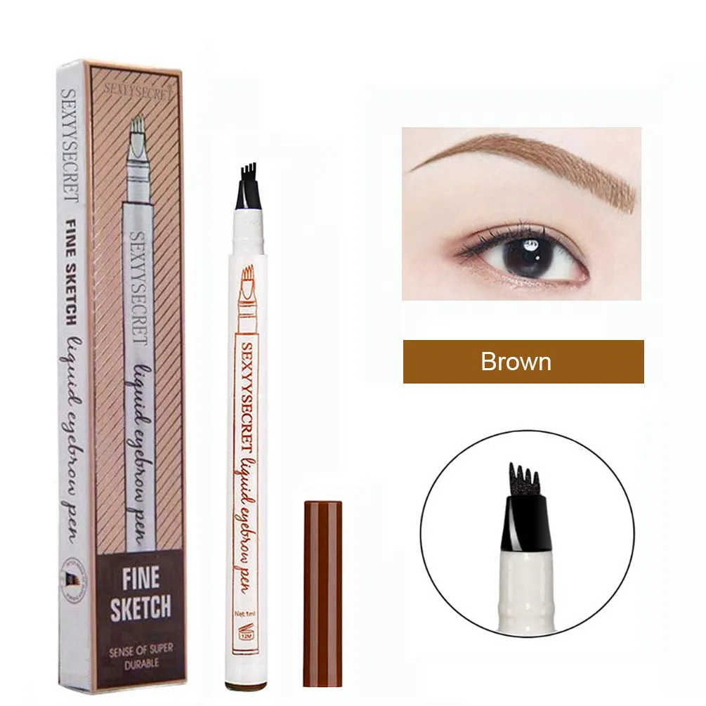 2pcs Waterproof Tattoo Eyebrow Ink Pen with 4 Tips Fork