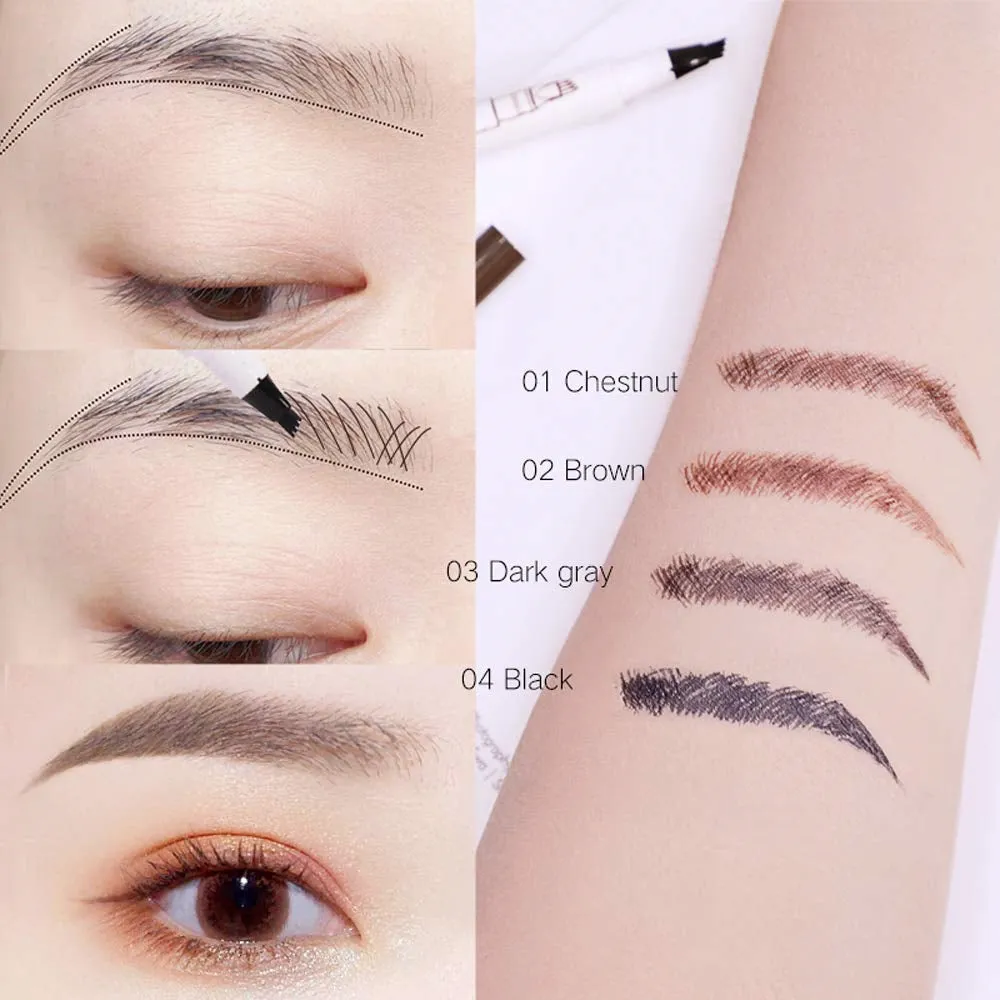 2pcs Waterproof Tattoo Eyebrow Ink Pen with 4 Tips Fork