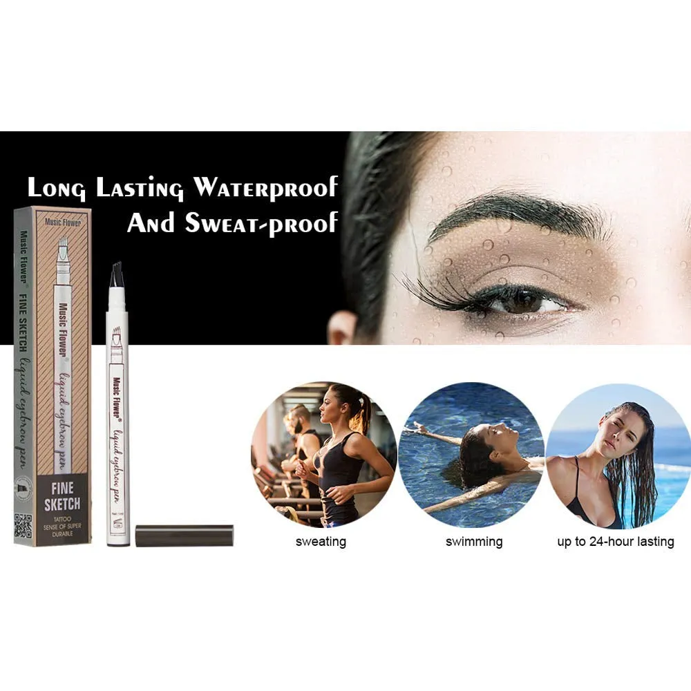 2pcs Waterproof Tattoo Eyebrow Ink Pen with 4 Tips Fork