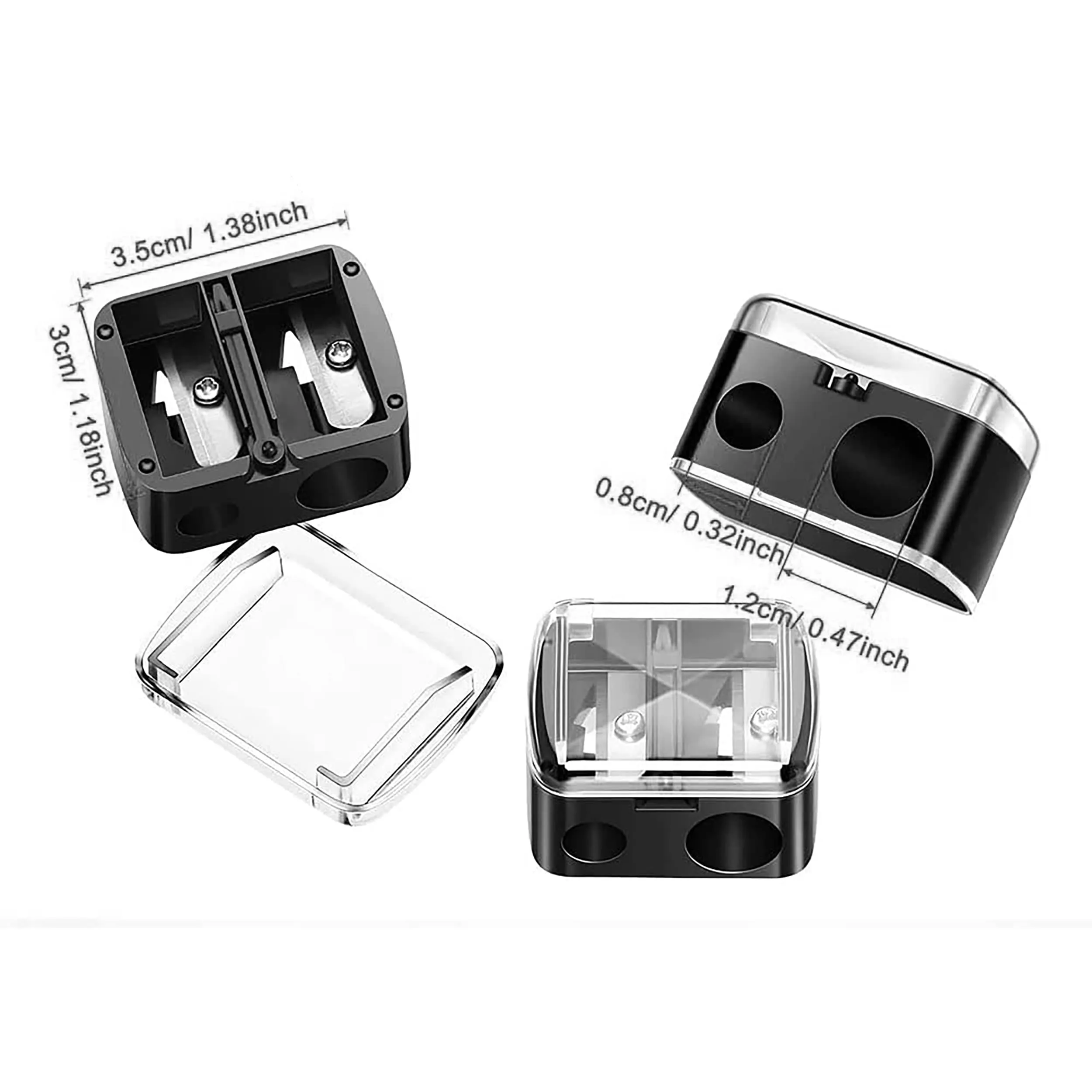 5 Pack Make up Pencil Sharpener 2 Holes Dual Pencil Sharpener Professional Multi-Sized Eyebrow Pencil Sharpener Cosmetic Pencil Sharpener for Lip Liner,Eyebrow Pencil,Eyeliner Pencils