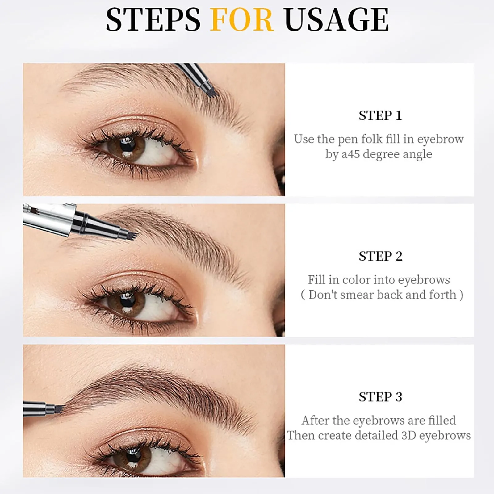 Arch Define 3D Microblading 4-tip Eyebrow Pen, ArchDefineBlapee Eyebrow Microblading Pen - Eyebrow Pencil, Blapee Micro 4 Point Brow Pen,Atikisoi Eyebrow Pencil, Brow Pencil Long-Lasting (Black)