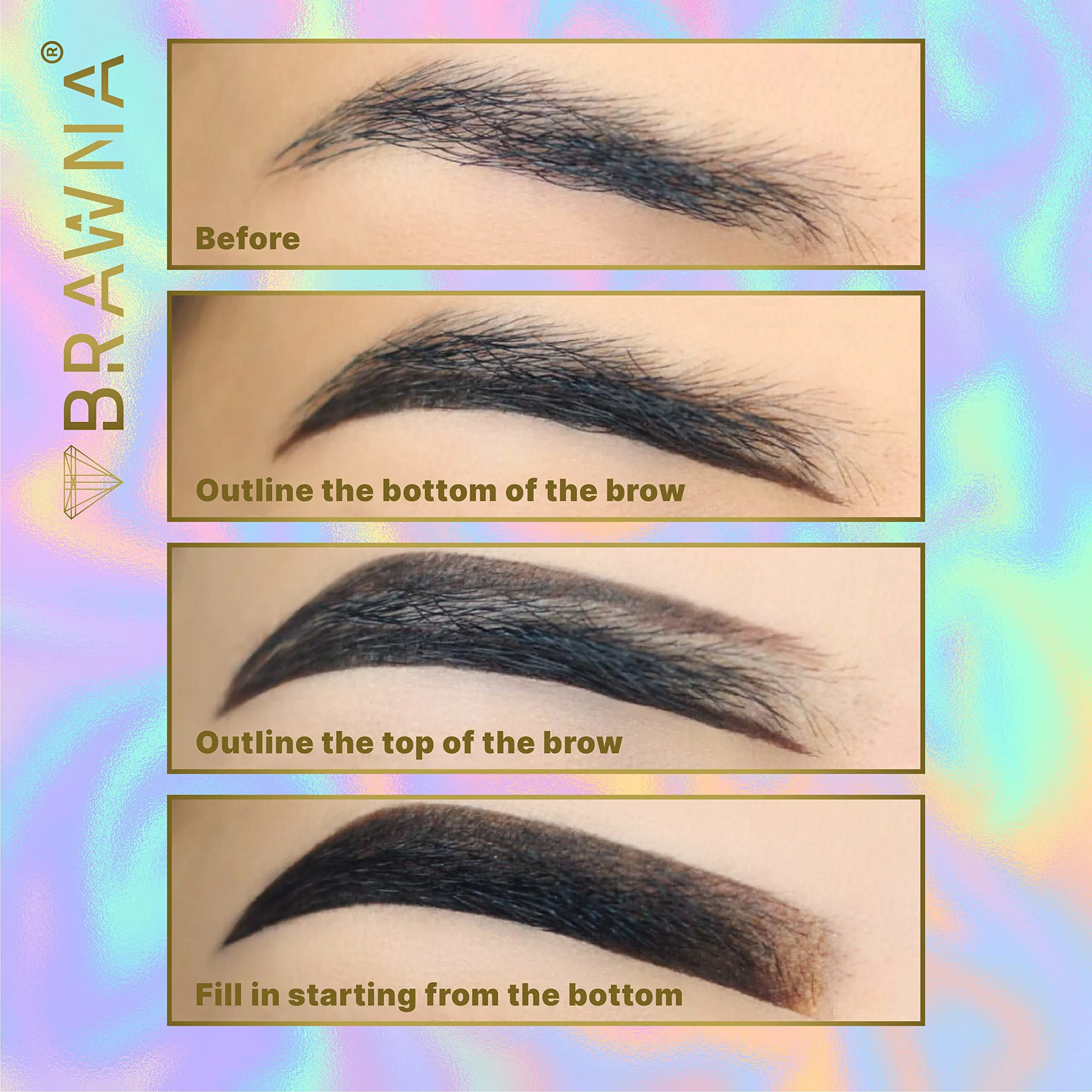 BRAWNA 12 Pcs Brow Pro Peel Off Pencils with 1 Sharpener - Waterproof Eyebrow Mapping Pencil - Microblading Supplies - PMU Kit - Black