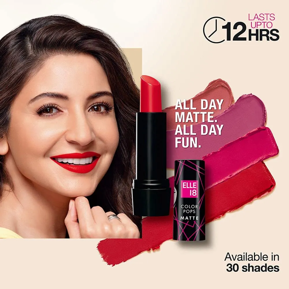 Elle 18 Color Pop Matte Lip Color, R31, Crazy Red, 4.3 g (Matte)