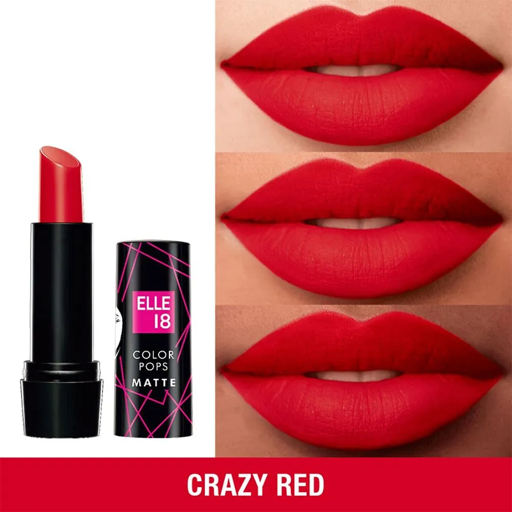 Elle 18 Color Pop Matte Lip Color, R31, Crazy Red, 4.3 g (Matte)