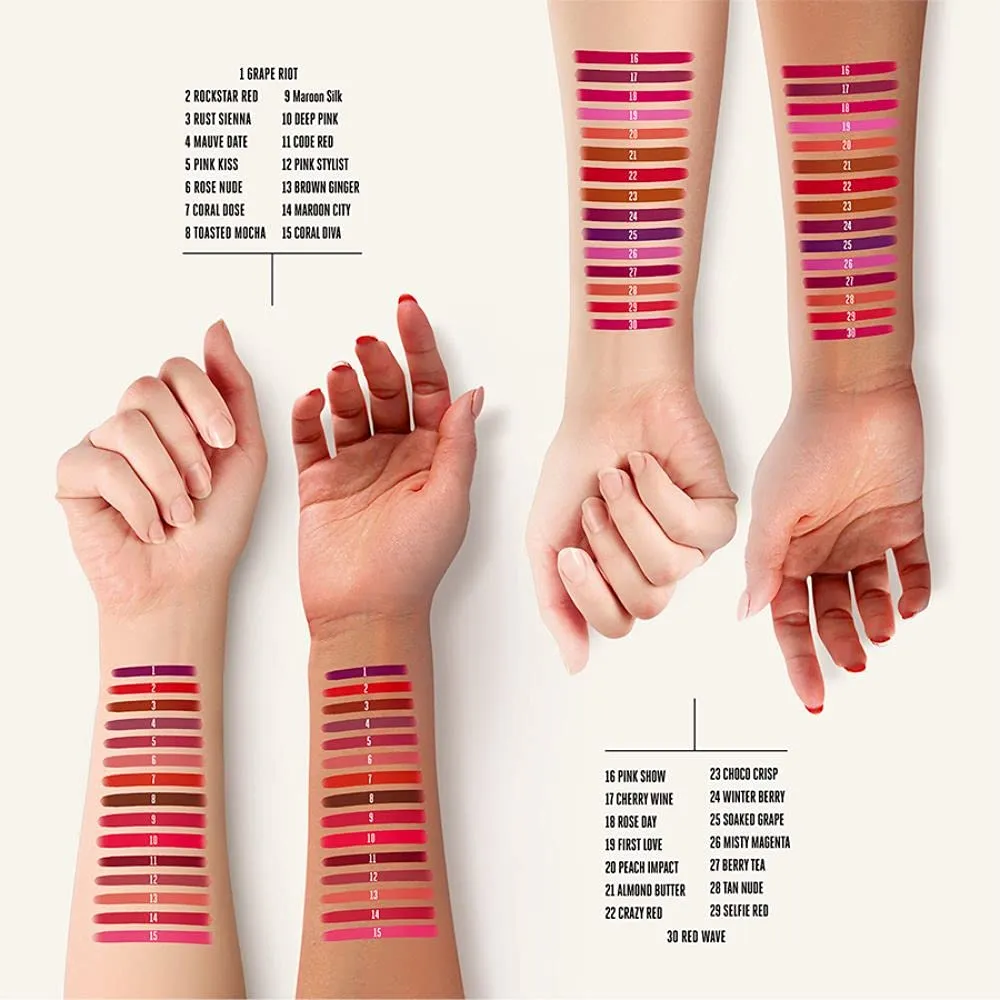 Elle 18 Color Pop Matte Lip Color, R31, Crazy Red, 4.3 g (Matte)