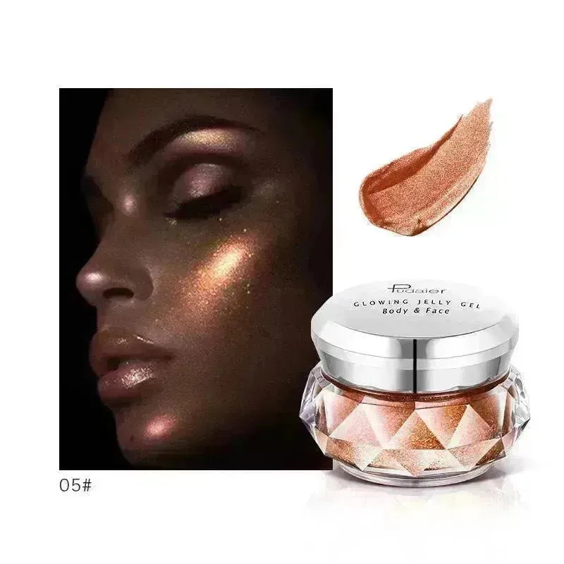 Face Highlighter Jelly Gel Mermaid Eyeshadow Glow Body Glitter Festival Makeup Iluminador Gold Liquid Highlighter Bronzer