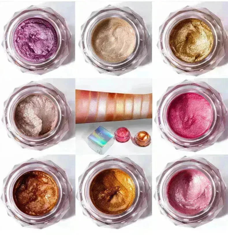 Face Highlighter Jelly Gel Mermaid Eyeshadow Glow Body Glitter Festival Makeup Iluminador Gold Liquid Highlighter Bronzer