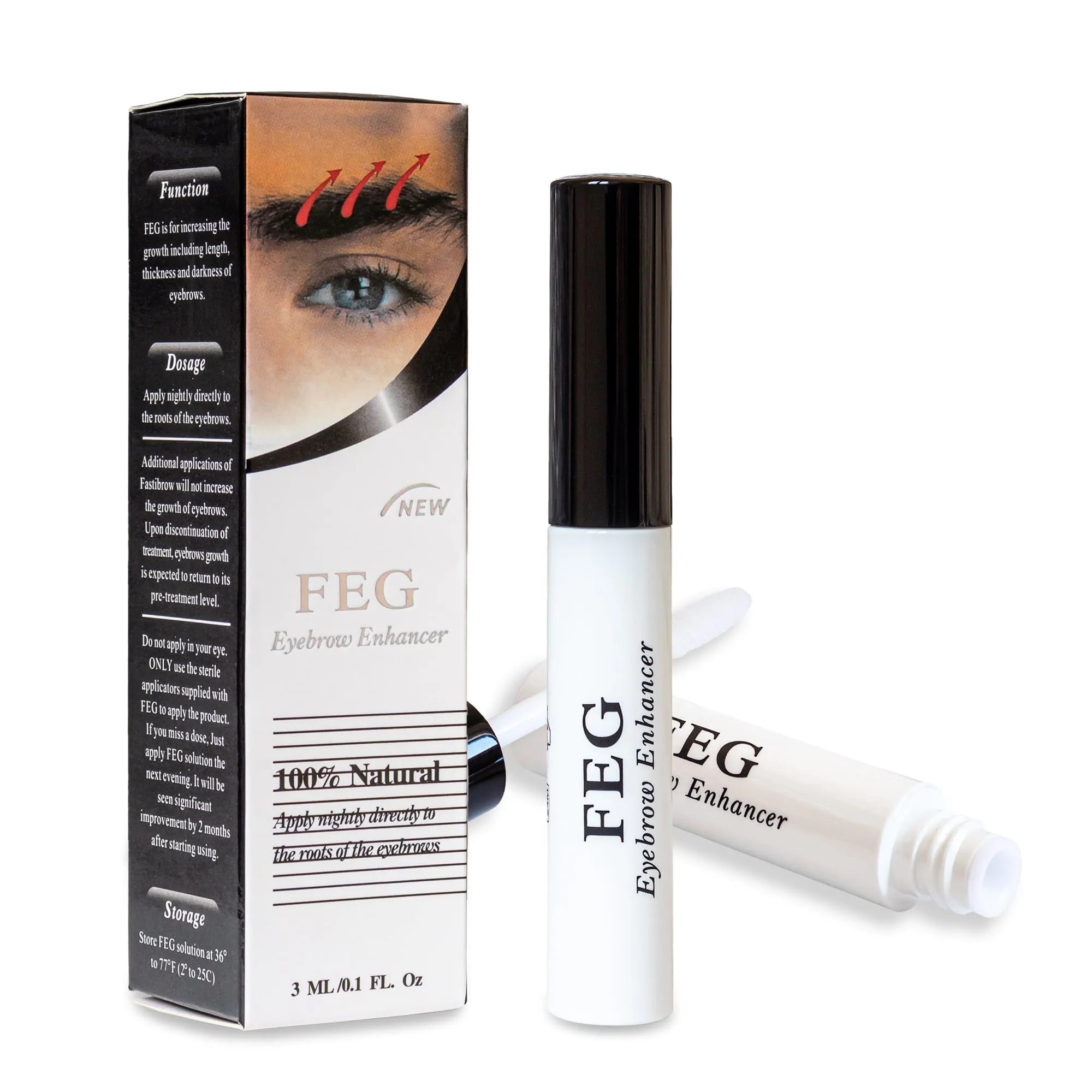 FEG Eyebrow Eye Brow Growth Length Thickness Darkness Enhancer Serum Eyebrow Serum Eyebrow Enhancer 100% Natural