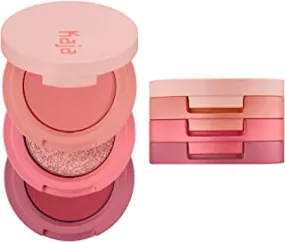 KAJA Beauty Bento Collection| Bouncy Shimmer Eyeshadow Trio | 07 Glowing Guava - mauvy pink tones | 2019 Allure Best of Beauty Award, Beauty Bento | Cruelty free, K-Beauty Mini Palettes