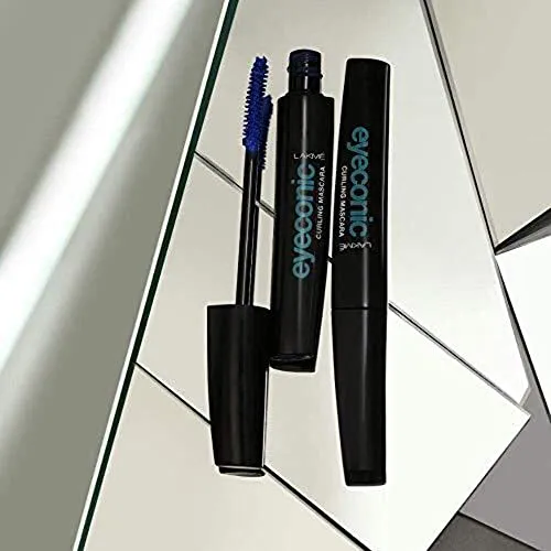 Lakme Eyeconic Curling Mascara, Black, Waterproof Mascara with Smart Curl Brush for Voluminous Lashes - Smudge Proof Eye Makeup, 9 ml
