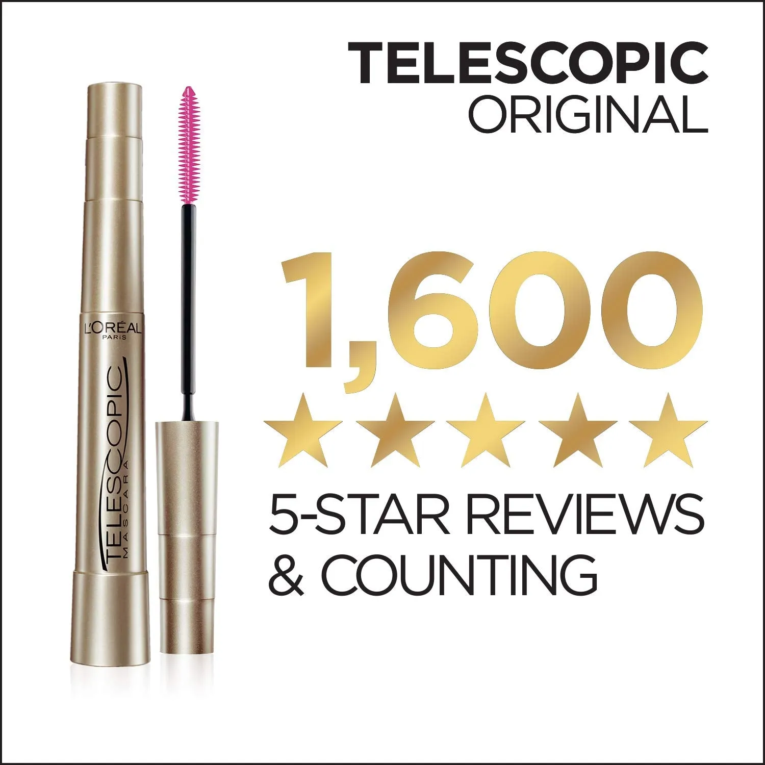 L'Oreal Paris Makeup Telescopic Original Lengthening Mascara, Carbon Black, 0.27 Fl Oz (Pack of 1)