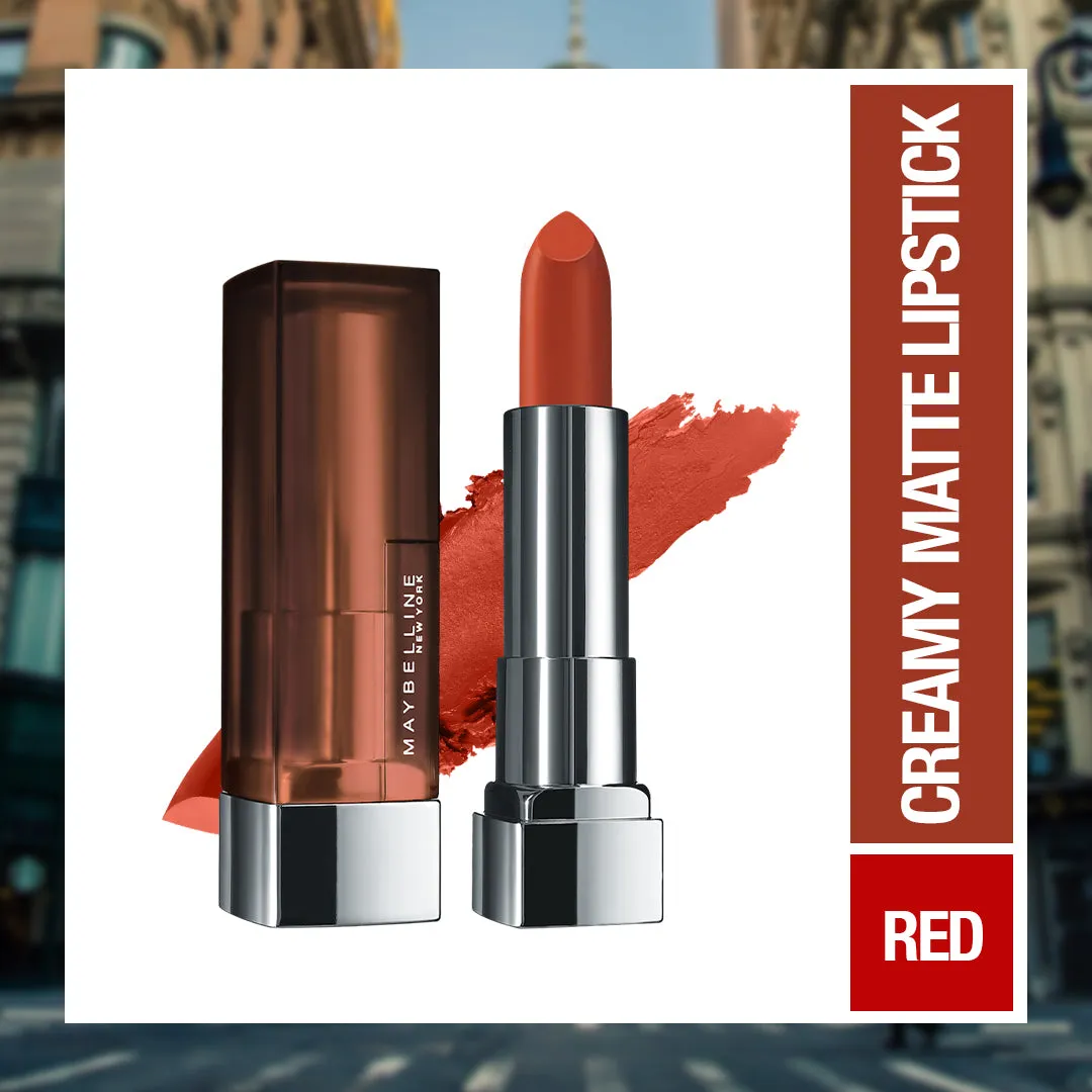 Maybelline New York Color Sensational Creamy Matte Lipstick, 674 Madison Red, 3.9g