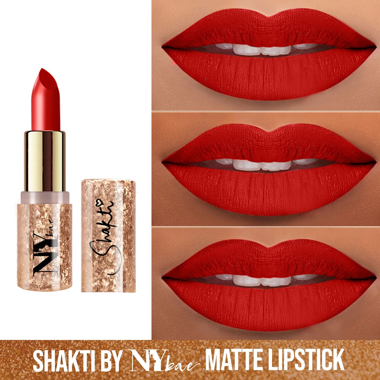 Shakti By NY Bae Creamy Matte Lipstick - Ball Change 18 (4.2 g) | Red | Bold Matte Finish | Rich Colour Payoff | Long lasting | Smooth Application | Nourishing | Cruelty & Paraben Free