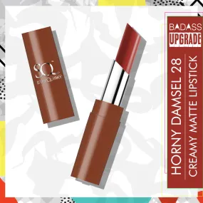 Stay Quirky Lipstick Creamy Matte With BadAss Upgrade|Long Lasting| 8hrs Stay| Highly Pigmented|Paraben Free - Red - Horny Damsel 28 (3.5 g)