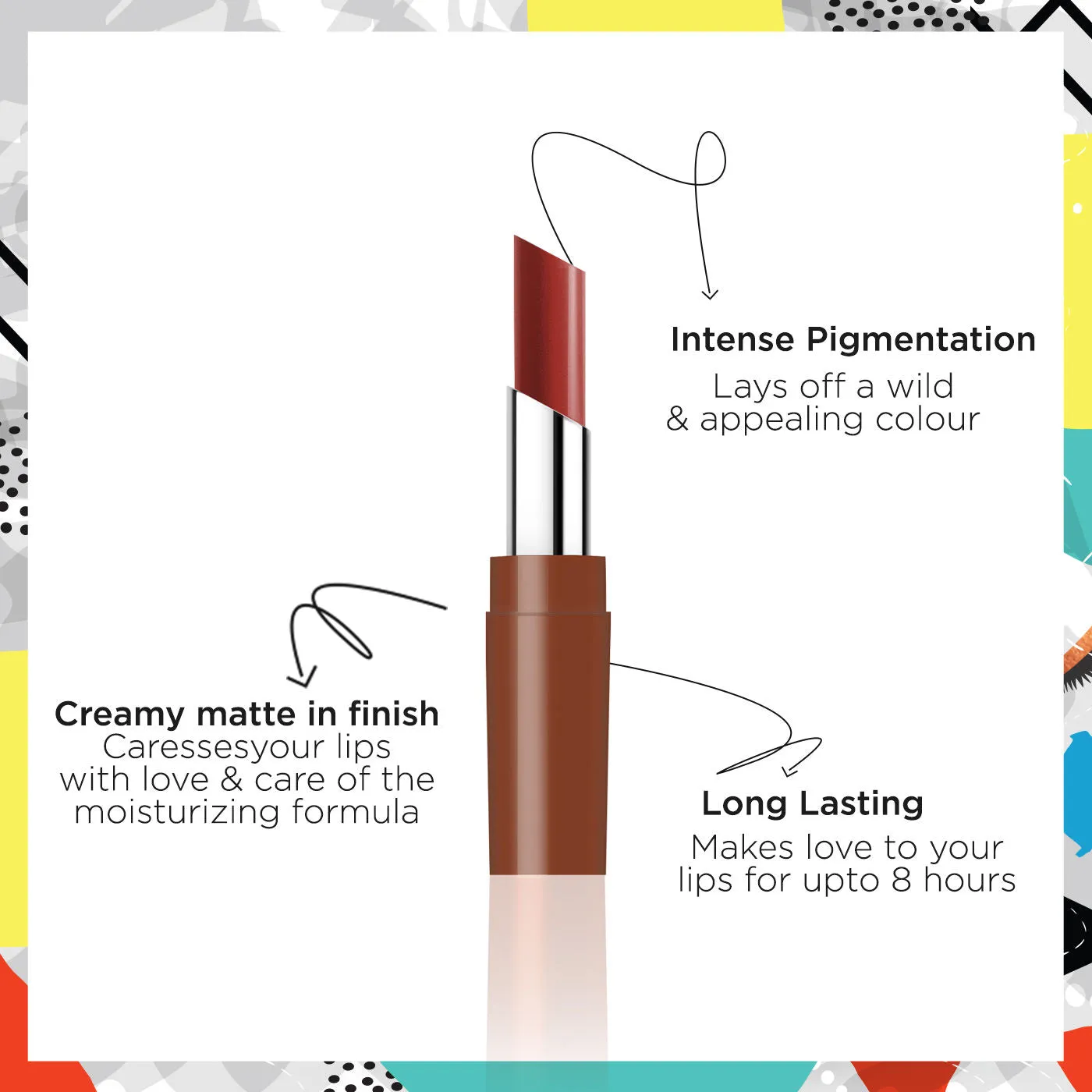 Stay Quirky Lipstick Creamy Matte With BadAss Upgrade|Long Lasting| 8hrs Stay| Highly Pigmented|Paraben Free - Red - Horny Damsel 28 (3.5 g)